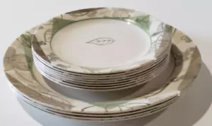 Corelle Textured Leaves 12 PIECES 4 Dinner Plates and 8 Salad Dessert Plates - Picture 1 of 9