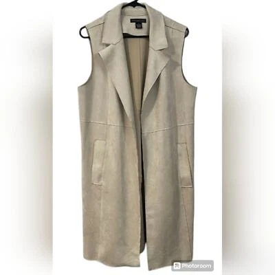  Chaleco Chaqueta Abrigo Joan Vass Imitación Cuero Columpio Abierto Talla Mediana Nuevo con Etiquetas Foto 1 de 4