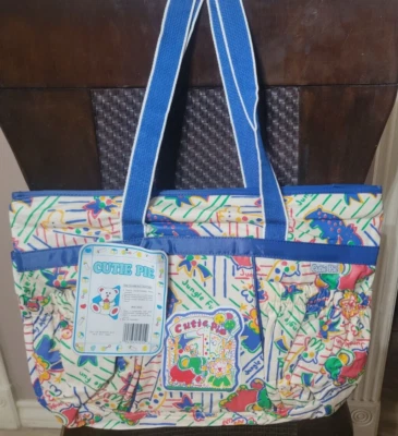 NUEVO CON ETIQUETAS BOLSA DE PAÑALES VINTAGE CUTIE PIE AZUL CON/CAMBIADOR 13" X 18" Foto 1 de 2