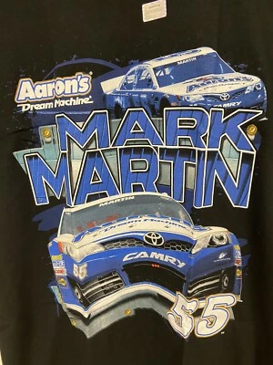Camisa masculina Mark Martin #55 Michael Waltrip Racing Aarons preta burnout grande - Imagem 1 de 2