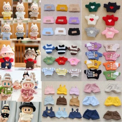 17cm Puppe Outfit Für LABUBU Gestrickte Pullover Hut Hemd Hosen Overall Kleidung