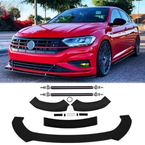 Front Bumper Lip Spoiler Splitter Body Kit + Strut Rods For VW Jetta MK6 MK7 GLI - Picture 1 of 17