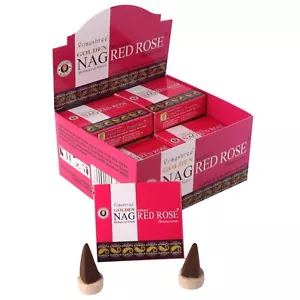 Golden Nag Red Rose Masala Räucherkegel Dhoop 12er Pack 10 Kegel je 120 Zapfen - Bild 1 von 3