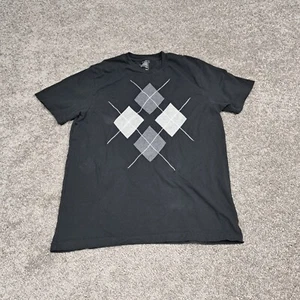 Old Navy Youth Unisex T Shirt Retro Argyle Rockabilly Black Large - Picture 1 of 6