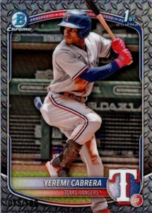2025 Bowman 1st Chrome #BCP-146 Yeremi Cabrera /100 Steel Metal Refractor Texas - Picture 1 of 2