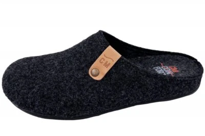Padero Herren Filz Pantoffel Hausschuh Anthrazit Grau