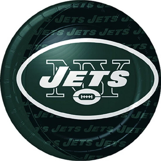 Бумажные обеденные тарелки New York Jets NFL Pro Football Sports для банкетной вечеринки 9 дюймов - Изображение 1 из 1