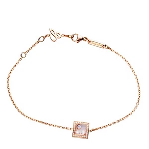 Brazalete Dije Chopard Happy Curves Cuadrado Oro Rosa y Diamantes 859224 Nuevo - Imagen 1 de 2