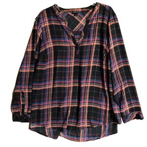 Blusa Top Camisa Mujer Torrid 2 Cuello en V Talla Grande Manga Larga Multicolor A Cuadros - Imagen 1 de 7