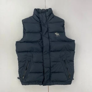 ABERCROMBIE & FITCH Gilet Medium Navy Mens Feather Down Body Warmer Padded Vest - Picture 1 of 13