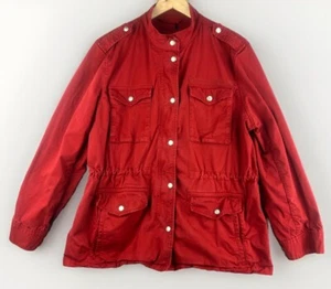 Y2K Gap Women's Utility Jacket Size Large Red Cinched Waist Military 90s - Picture 1 of 14