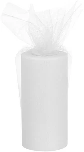 MECCANIXITY 6 inch 50 Yards Tulle Ribbon Rolls Pastel Netting 50 Yard, White  - Picture 1 of 5
