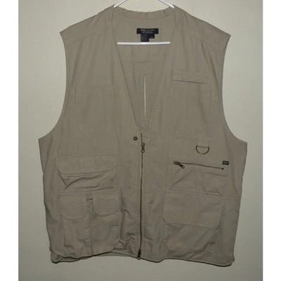 5.11 Tactical Series Men’s XL Cotton Canvas Tactical Vest Khaki Zipper Front  - Image 1 of 3