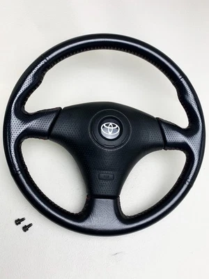 TOYOTA JZA80 SUPRA GENUINE Leather Steering Wheel AE111 LEVIN MR2  JZX100 JDM - Image 1 of 4