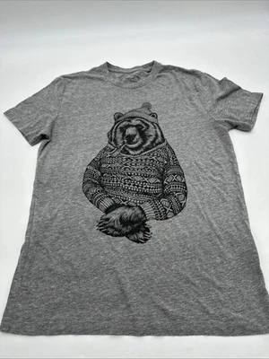 Lucky Brown T-Shirt Men Small Graphic Print Bear Grey.#33536 - Image 1 of 4
