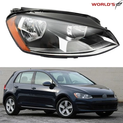 Right Headlight For Volkswagen Golf MK7 2015-2017 Halogen Black Housing Black - Image 1 of 4