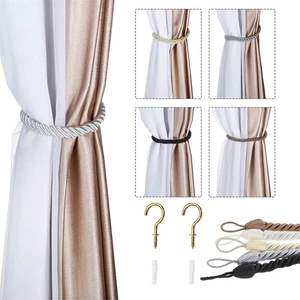 2pcs Window Curtain Rope Tiebacks Drapery Rope Holdbacks with Screws 5 Colour - Picture 1 of 25