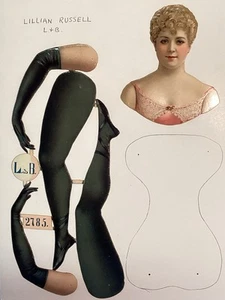L&B Littauer Bauer 14" German Jointed Paper Dolls American Actress LILLIAN RUSSE - Picture 1 of 8