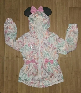 Minnie Mouse Kids' Hooded Jacket Windbreaker with Ears & Bow Sz 8 Elastic Waist - Picture 1 of 11