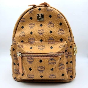 MCM Visetos Backpack with Side Studs, Luxury Monogram Design, Unisex Travel Bag - Picture 1 of 24