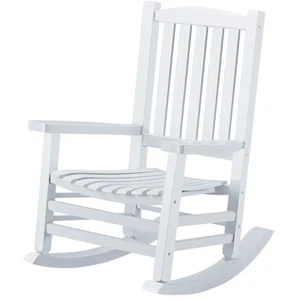 Wooden Rocking Chair - Outdoor Oversized Porch Rocker with High Back and Armr... - Picture 1 of 8