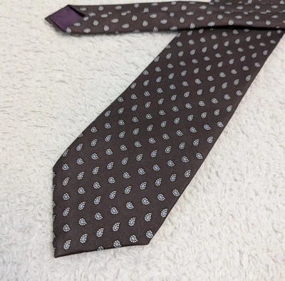 Corbata de cachemira geométrica vintage Chaps Ralph Lauren marrón con cachemira azul Foto 1 de 4