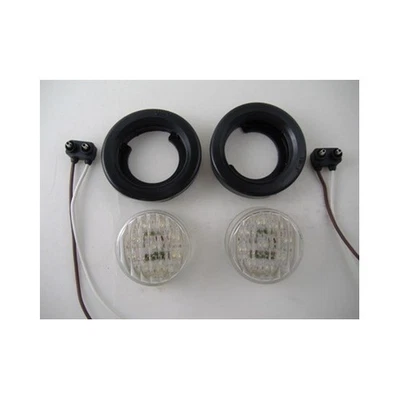 (2) White 2" Round 9 LED Custom Mini Reverse Backup Lights / Grommets / Wires - Image 1 of 3