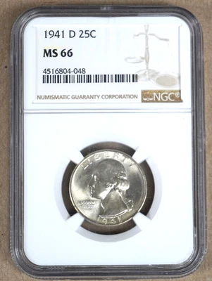 1941-D WASHINGTON QUARTER NGC MS66 804048 - Image 1 of 2