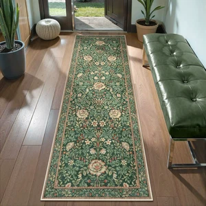 Living Room Boho Area Rug, Soft Floral Rugs for Bedroom, Thin Vintage Rug Botani - Picture 1 of 16