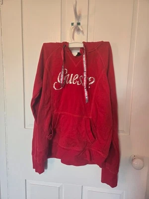 GUESS ROJO CON LENTEJUELAS PLATEADAS LS KESHIA SUÉTER SUDADERA CON CAPUCHA Foto 1 de 4