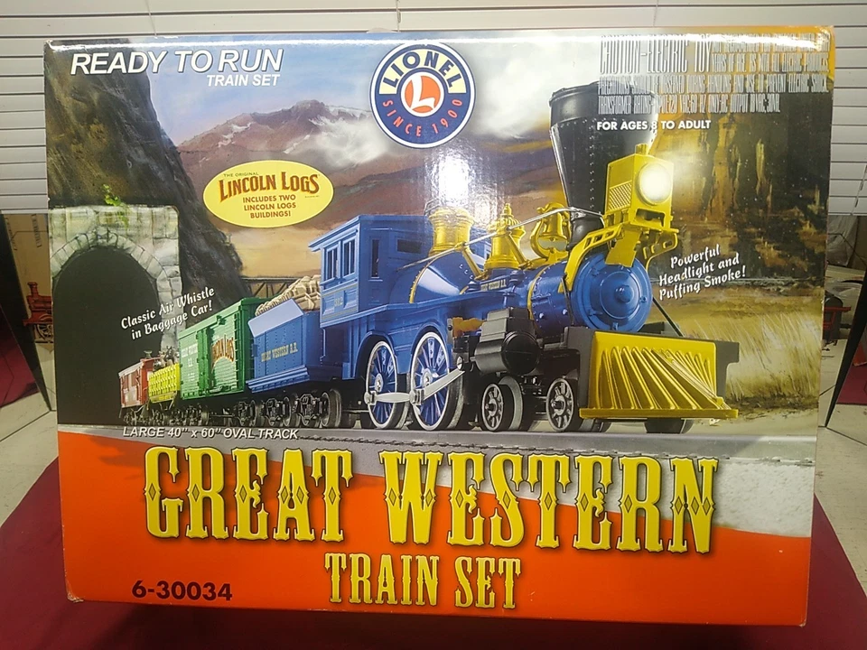 Lionel 6-30034 Great Western Train Set O Gauge With Lincoln Logs NIB - Image 1 of 4