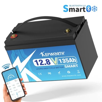 KEPWORTH 12V 24V 48V LiFePO4 100Ah 300Ah 200Ah Bluetooth Lithium Batterie Solar Wohnmobil