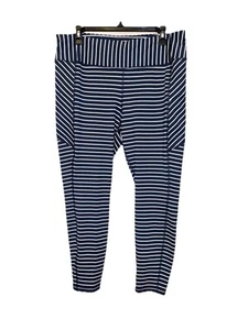 Athleta Damen XL marineblau weiß gestreift Contender Leggings Reißverschlusstaschen 25" Schrittlänge - Bild 1 von 13