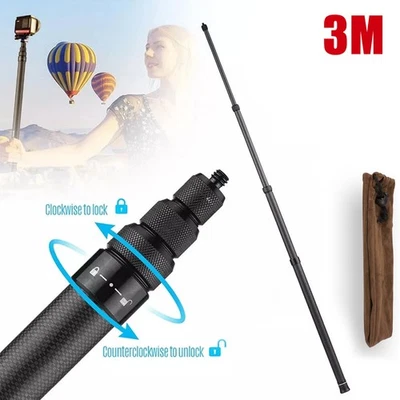 Poste de extensión de cámara de fibra de carbono premium con tornillo de 1/4 para montaje de trípode Foto 1 de 4