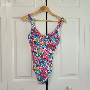 Anita Women's Watercolor Floral One-Piece Swimsuit Size 8 C Cup Adjustable Swim - Picture 1 of 11