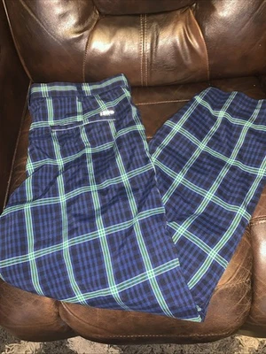 Брюки для гольфа мужские Izod размер 36x30 яркие темно-синие клетчатые плоские спереди - Изображение 1 из 4