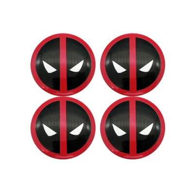 4x calcomanías calcomanías calcomanías rojas negras con logotipo de Deadpool para automóvil camión centro de rueda Foto 1 de 4