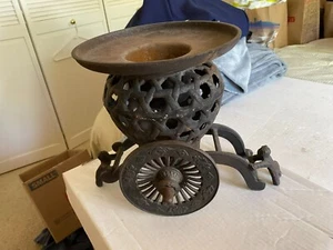 Vintage cast iron Japanese Ikebana Usabata flower cart planter - Picture 1 of 8