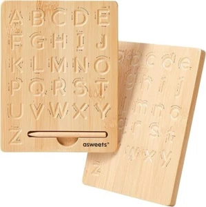 Tablero de madera Asweets Montessori alfabeto madera letras práctica escritura - Imagen 1 de 2