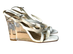 Shoedazzle Damengröße 11 Neila weiß durchsichtig Keilabsatz Sandalen Damen 5” Zoll - Bild 1 von 14