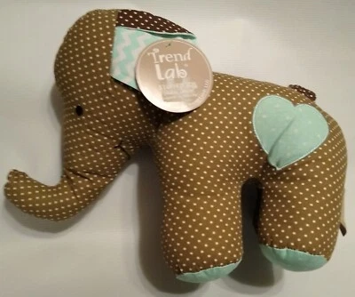 Nuevo Trend Lab Elefante Peluche Suave Bebé Juguete Marrón Azul Blanco Lunares 10" 2015 Foto 1 de 2