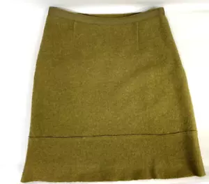 Gonna Laura Ashley vintage UK 10 verde oliva misto lana boucle 573 - Foto 1 di 5
