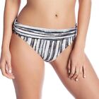 La Blanca Bamboo Stripe Banded Hipster Bottoms Pebble Black Brown Size 4 12 NWT