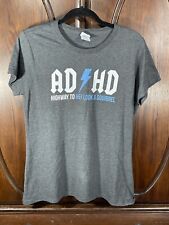 ADHD Mens Shirt Size L Gray Highway To Hey Look A Squirrel AC/DC Novelty Parody