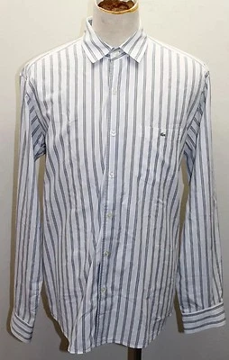 Camisa de vestir clásica Lacoste para hombre gris manga larga blanca a rayas 42 algodón polo Foto 1 de 4