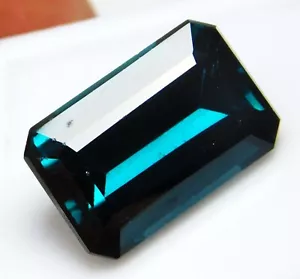 Natural 12.40 Ct Brazilian Indicolite Tourmaline Emerald Cut Loose Gemstone - Picture 1 of 6