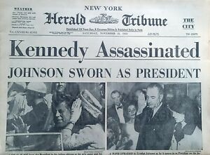JOHN F KENNEDY JFK NEW YORK HERALD TRIBUNE ASSASSINATION NEWSPAPER NOVEMBER 23RD