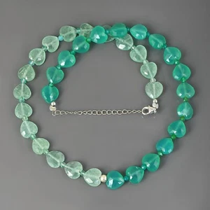 Naturale Avventurina & Verde Onice Forma Cuore Perline 18 " Catena Da Collana - Foto 1 di 4