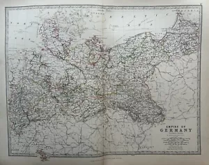 1884 Empire Of Germany, North Hand Coloured Original Antique Map by Johnston - Picture 1 of 3