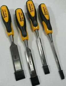 WORKSITE CR-V Stahl 4 Stück Holz Meißel Set 1/4" 1/2" 3/4" 1" Fiberglas Griff - Bild 1 von 2